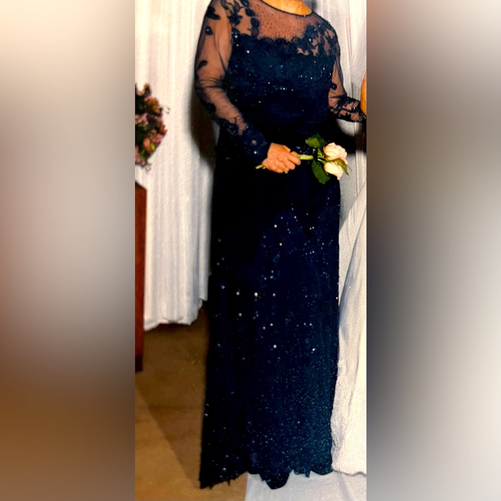 Mother of the Bride blue sequin gown. Only worn twice in the last 24 years.